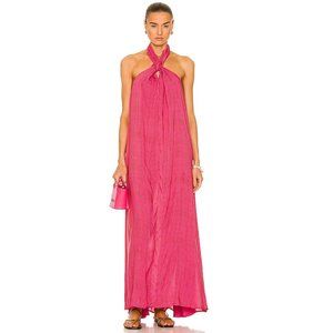 Natalie Martin Astrid Dress in Wobbly Stripe Puglia Pink Size S